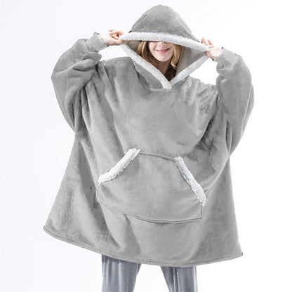 Wearable Flannel Blanket Hoodie for Home and Outdoor
