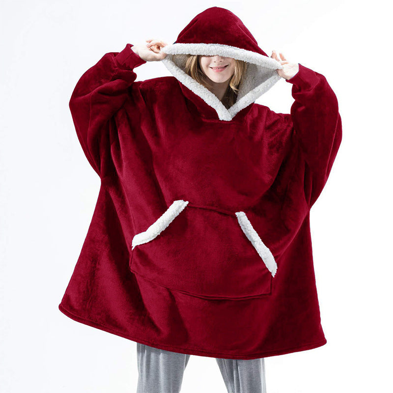 Wearable Flannel Blanket Hoodie for Home and Outdoor