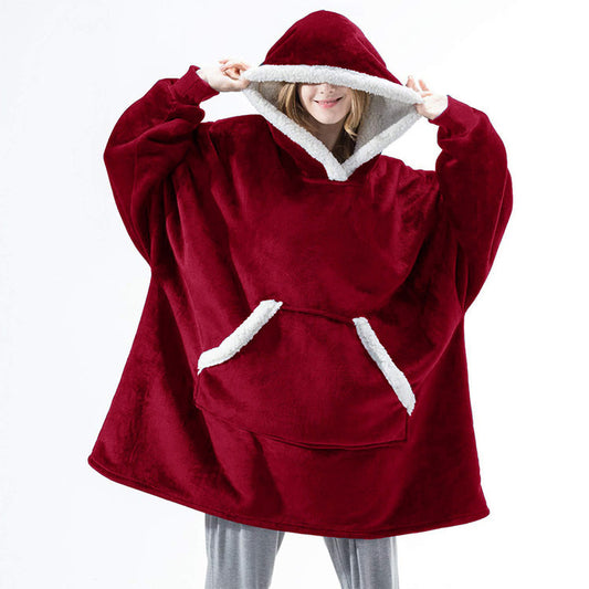 Wearable Flannel Blanket Hoodie for Home and Outdoor