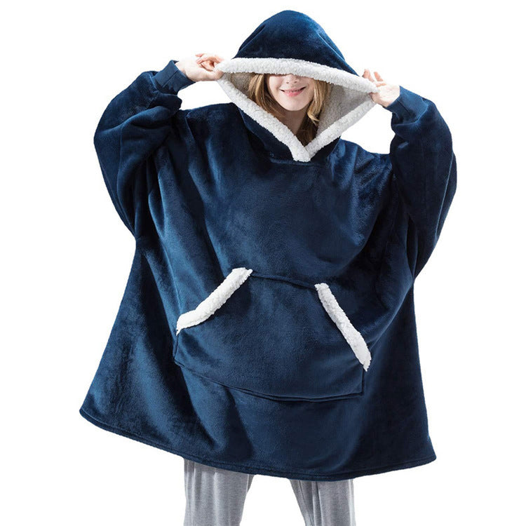 Wearable Flannel Blanket Hoodie for Home and Outdoor