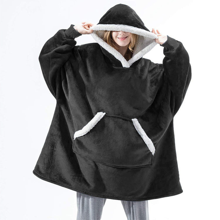 Wearable Flannel Blanket Hoodie for Home and Outdoor
