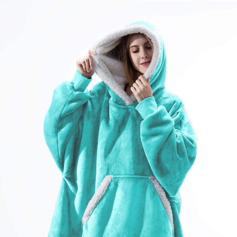 Wearable Flannel Blanket Hoodie for Home and Outdoor