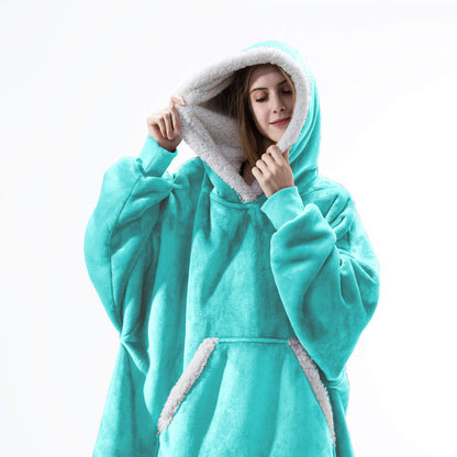 Wearable Flannel Blanket Hoodie for Home and Outdoor